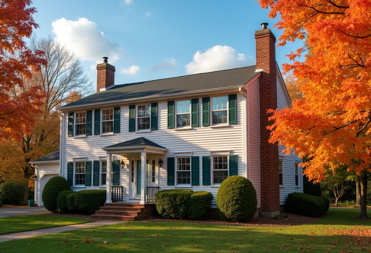Two-storey home with a restored brick chimney — Chantilly